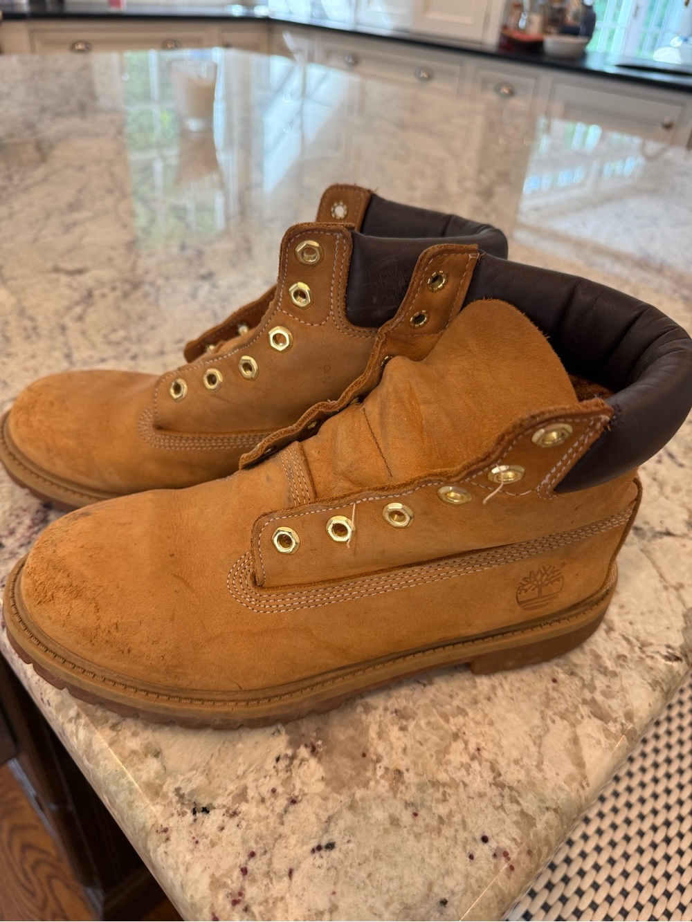 Timberland Men's Tan Suede Padded-Collar Work Boots